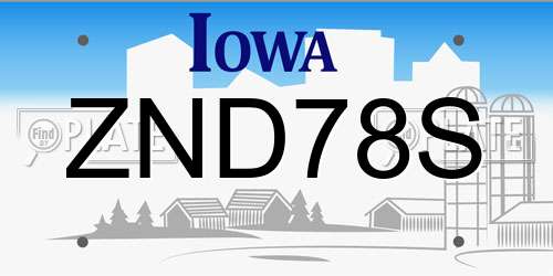 ZND78S Iowa License Plate