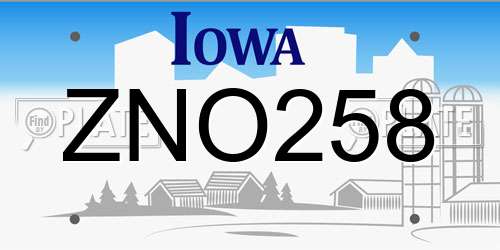 ZNO258 Iowa License Plate
