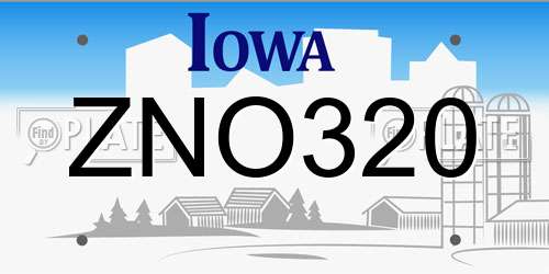 ZNO320 Iowa License Plate