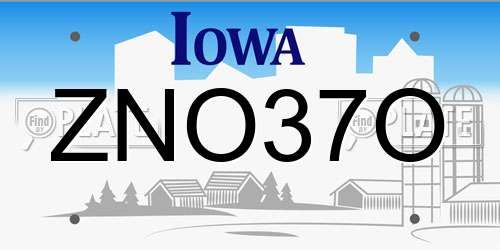 ZNO37O Iowa License Plate