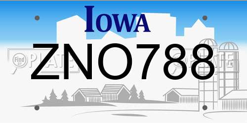 ZNO788 Iowa License Plate