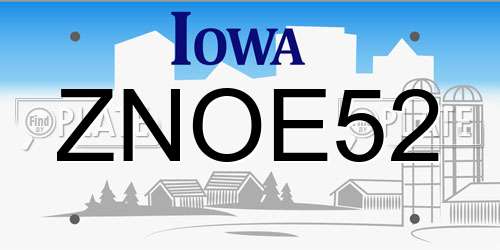 ZNOE52 Iowa License Plate