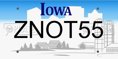 ZNOT55 Iowa License Plate