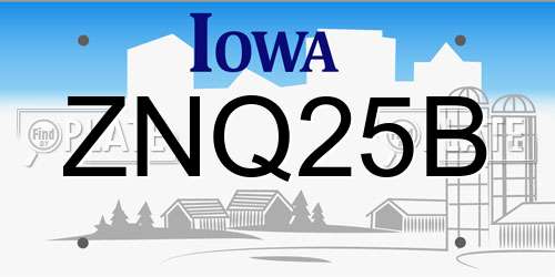 ZNQ25B Iowa License Plate