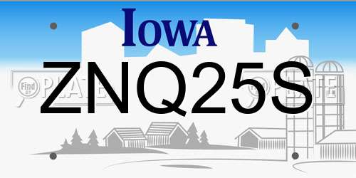ZNQ25S Iowa License Plate