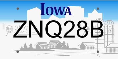 ZNQ28B Iowa License Plate
