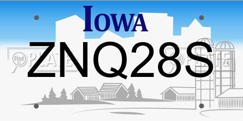 ZNQ28S Iowa License Plate
