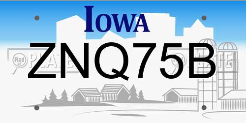 ZNQ75B Iowa License Plate