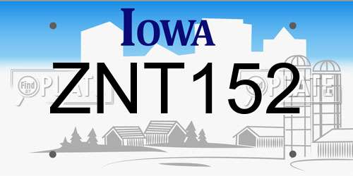 ZNT152 Iowa License Plate