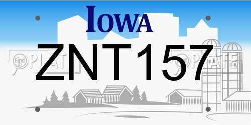 ZNT157 Iowa License Plate