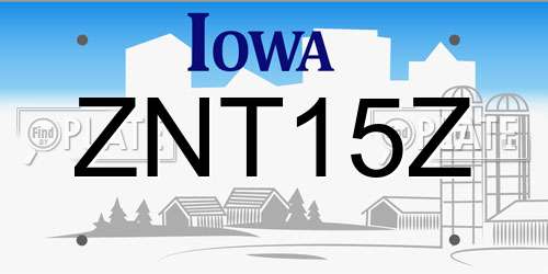 ZNT15Z Iowa License Plate