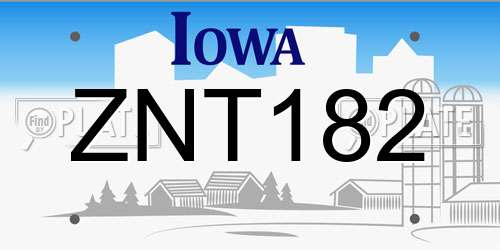 ZNT182 Iowa License Plate
