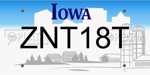 ZNT18T Iowa License Plate