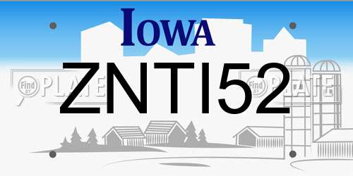 ZNTI52 Iowa License Plate