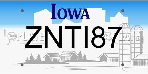 ZNTI87 Iowa License Plate