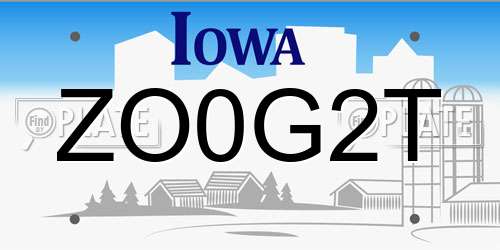 ZO0G2T Iowa License Plate