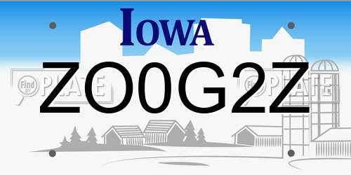 ZO0G2Z Iowa License Plate