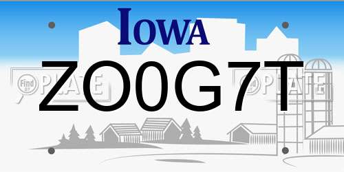 ZO0G7T Iowa License Plate