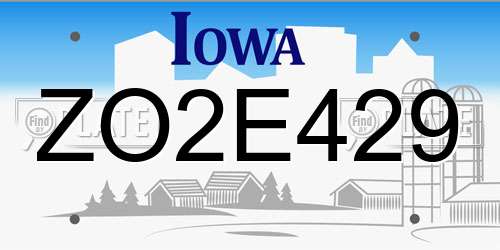 ZO2E429 Iowa License Plate