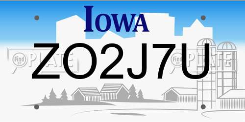 ZO2J7U Iowa License Plate