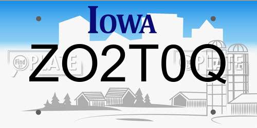 ZO2T0Q Iowa License Plate