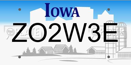ZO2W3E Iowa License Plate