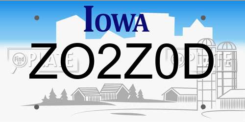 ZO2Z0D Iowa License Plate
