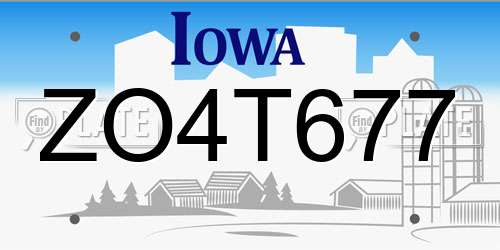 ZO4T677 Iowa License Plate