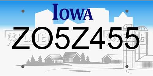 ZO5Z455 Iowa License Plate