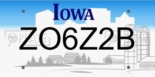 ZO6Z2B Iowa License Plate