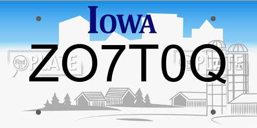 ZO7T0Q Iowa License Plate