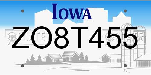ZO8T455 Iowa License Plate