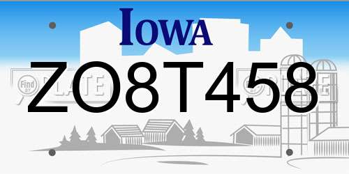 ZO8T458 Iowa License Plate