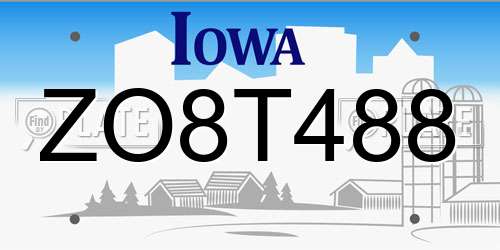 ZO8T488 Iowa License Plate