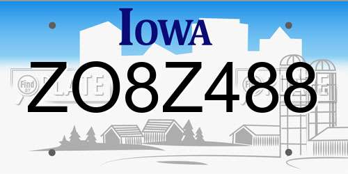 ZO8Z488 Iowa License Plate