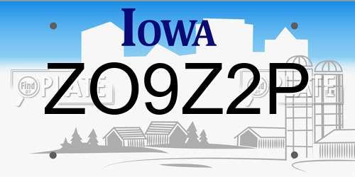 ZO9Z2P Iowa License Plate