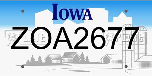ZOA2677 Iowa License Plate