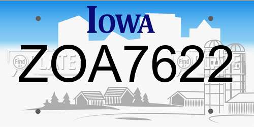 ZOA7622 Iowa License Plate