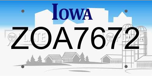 ZOA7672 Iowa License Plate