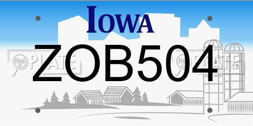 ZOB504 Iowa License Plate