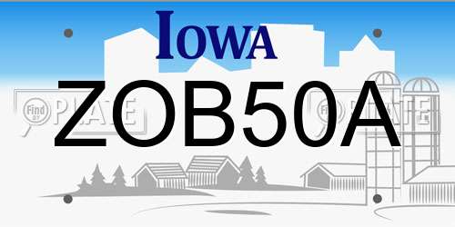 ZOB50A Iowa License Plate
