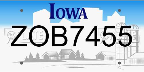 ZOB7455 Iowa License Plate
