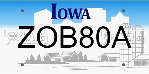 ZOB80A Iowa License Plate