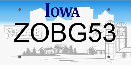 ZOBG53 Iowa License Plate