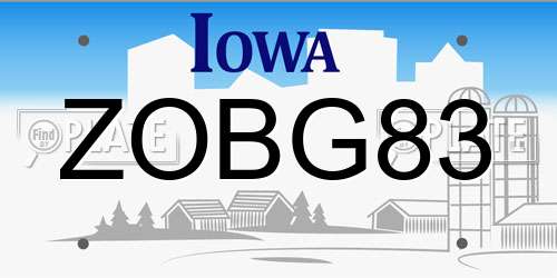 ZOBG83 Iowa License Plate