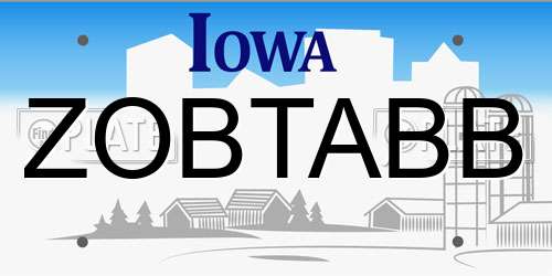 ZOBTABB Iowa License Plate