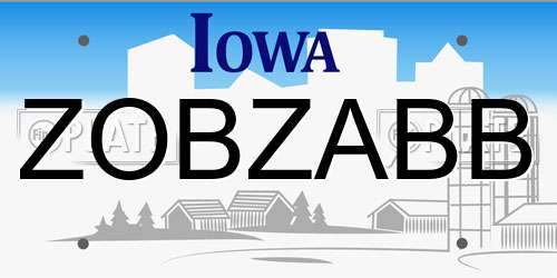 ZOBZABB Iowa License Plate