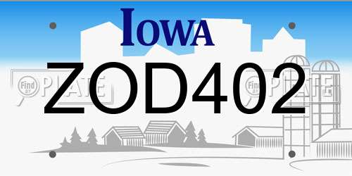 ZOD402 Iowa License Plate