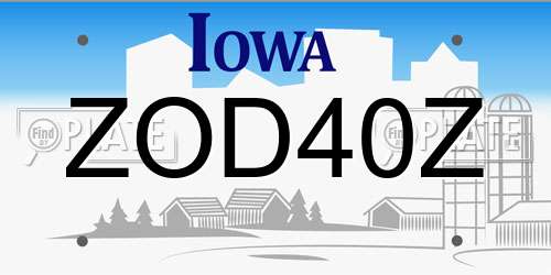 ZOD40Z Iowa License Plate