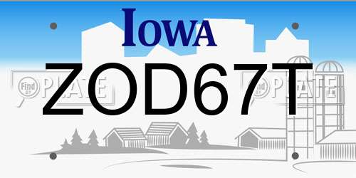 ZOD67T Iowa License Plate